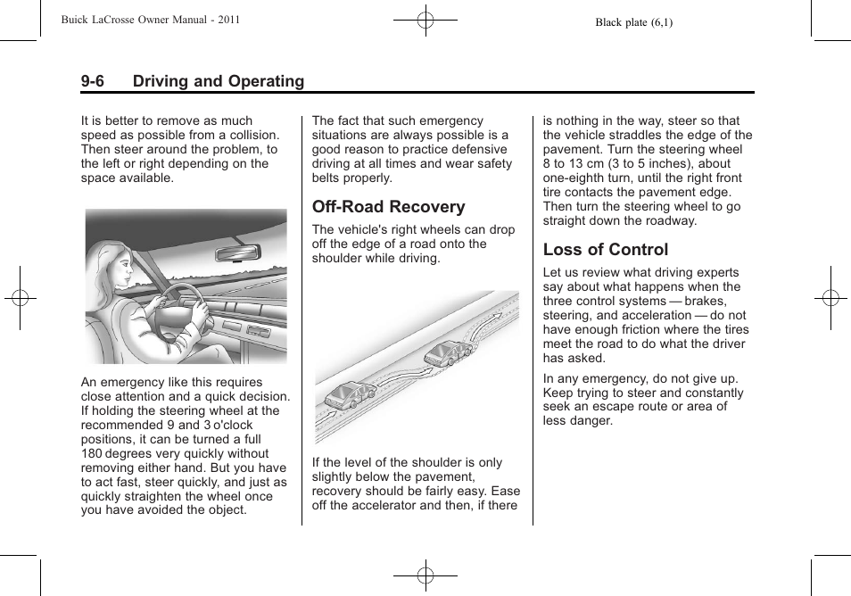 Off-road recovery, Loss of control, Off-road recovery -6 loss of control -6 | Buick 2011 Lacrosse User Manual | Page 244 / 446