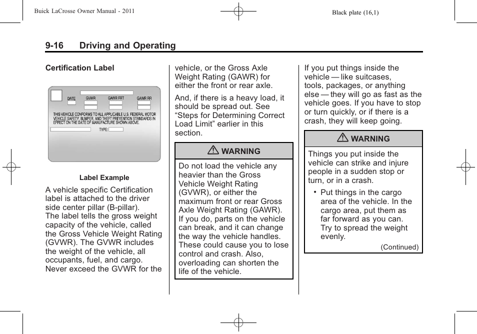 Buick 2011 Lacrosse User Manual | Page 254 / 446