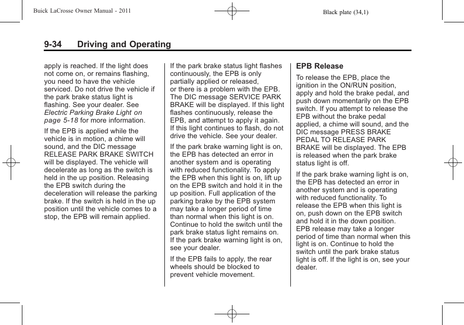 34 driving and operating | Buick 2011 Lacrosse User Manual | Page 272 / 446