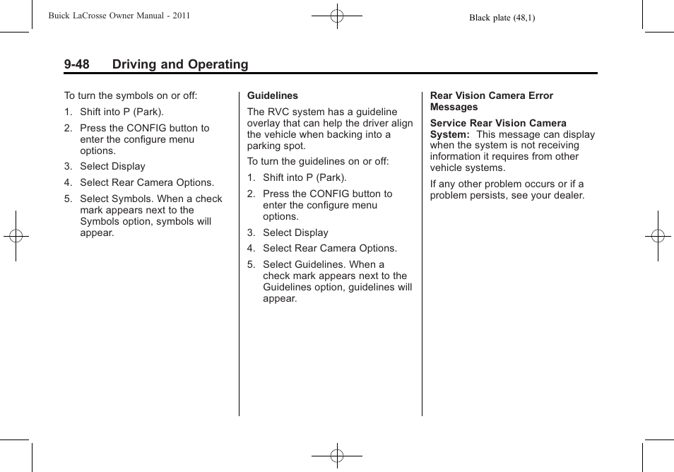 48 driving and operating | Buick 2011 Lacrosse User Manual | Page 286 / 446