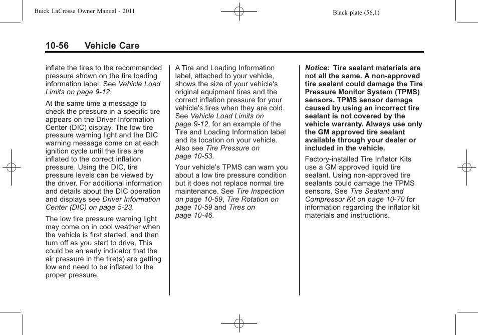 56 vehicle care | Buick 2011 Lacrosse User Manual | Page 356 / 446