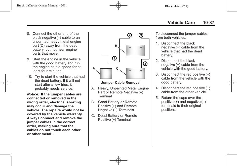 Vehicle care 10-87 | Buick 2011 Lacrosse User Manual | Page 387 / 446