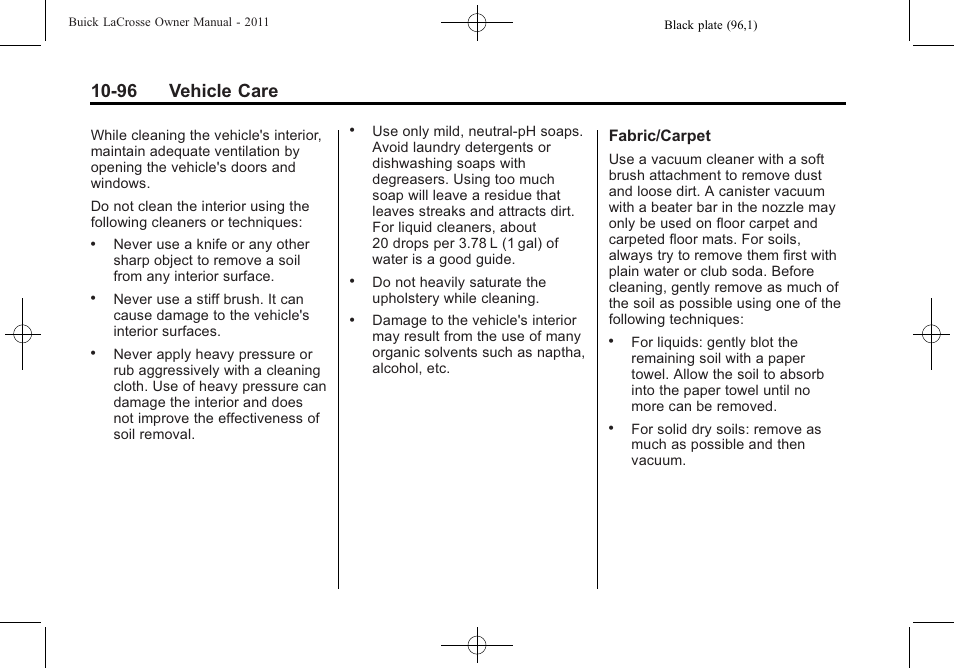 96 vehicle care | Buick 2011 Lacrosse User Manual | Page 396 / 446
