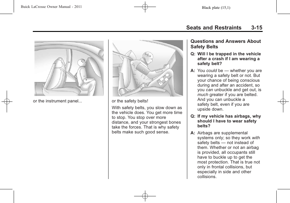 Seats and restraints 3-15 | Buick 2011 Lacrosse User Manual | Page 67 / 446