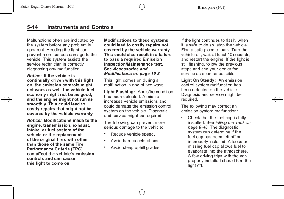 14 instruments and controls | Buick REGAL 2011 User Manual | Page 122 / 368