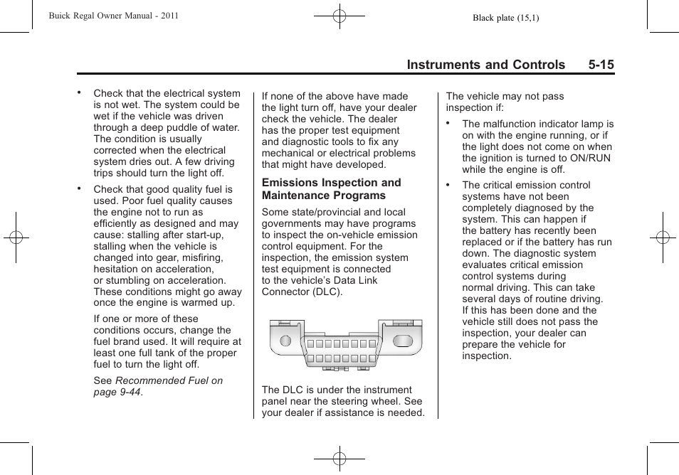 Instruments and controls 5-15 | Buick REGAL 2011 User Manual | Page 123 / 368