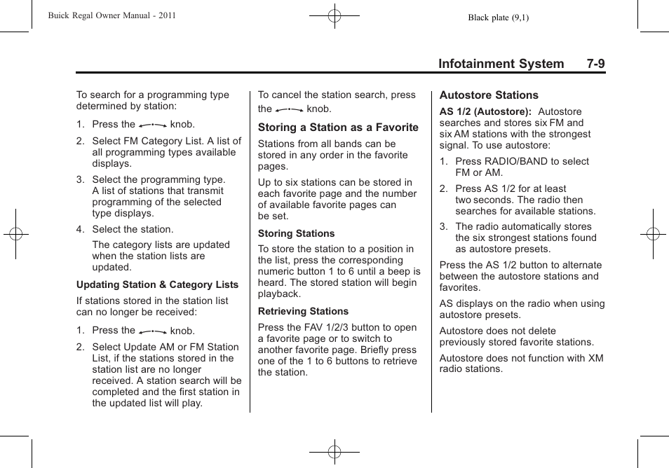Infotainment system 7-9 | Buick REGAL 2011 User Manual | Page 159 / 368