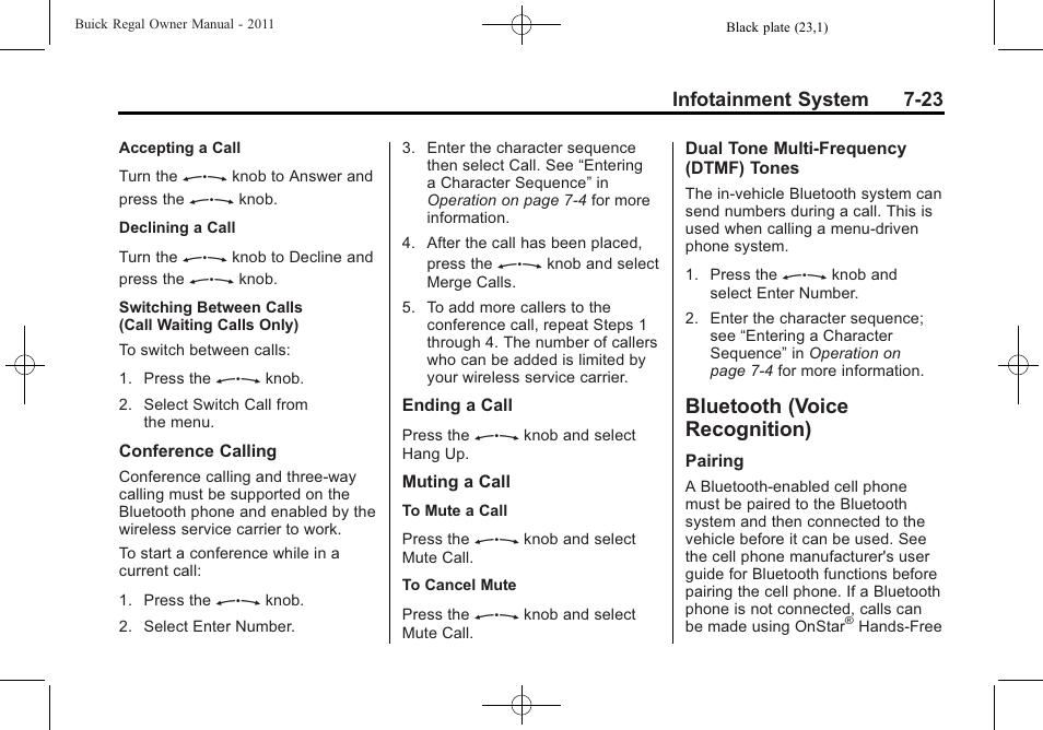 Bluetooth (voice recognition), Bluetooth (voice, Recognition) -23 | Buick REGAL 2011 User Manual | Page 173 / 368