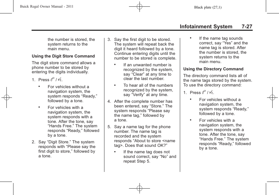 Infotainment system 7-27 | Buick REGAL 2011 User Manual | Page 177 / 368