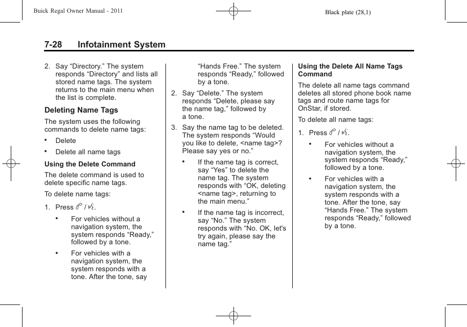 28 infotainment system | Buick REGAL 2011 User Manual | Page 178 / 368