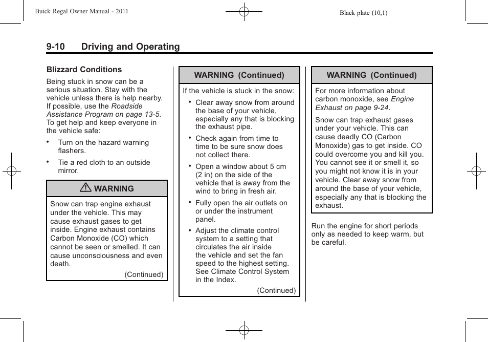 10 driving and operating | Buick REGAL 2011 User Manual | Page 200 / 368