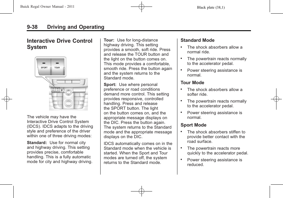 Interactive drive control system, Interactive drive control, System -38 | 38 driving and operating | Buick REGAL 2011 User Manual | Page 228 / 368