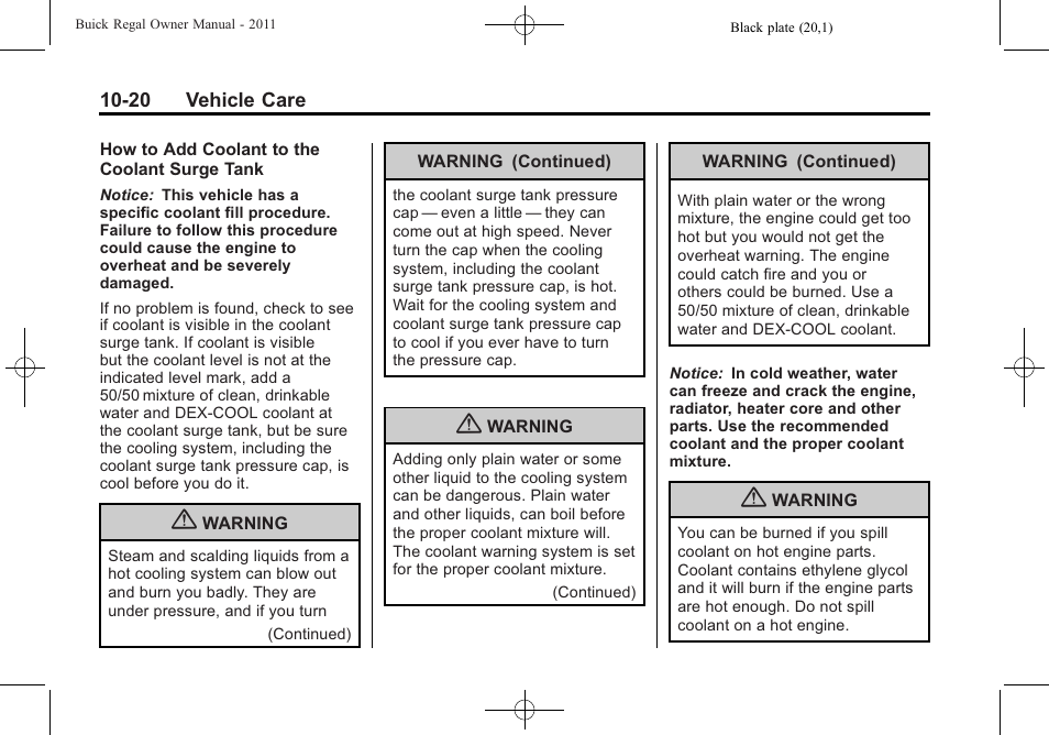 Buick REGAL 2011 User Manual | Page 260 / 368