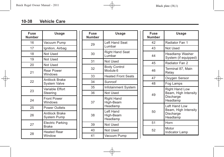 38 vehicle care | Buick REGAL 2011 User Manual | Page 278 / 368