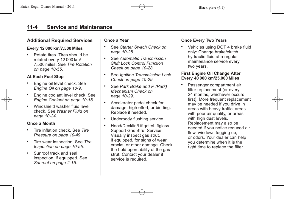4 service and maintenance | Buick REGAL 2011 User Manual | Page 328 / 368