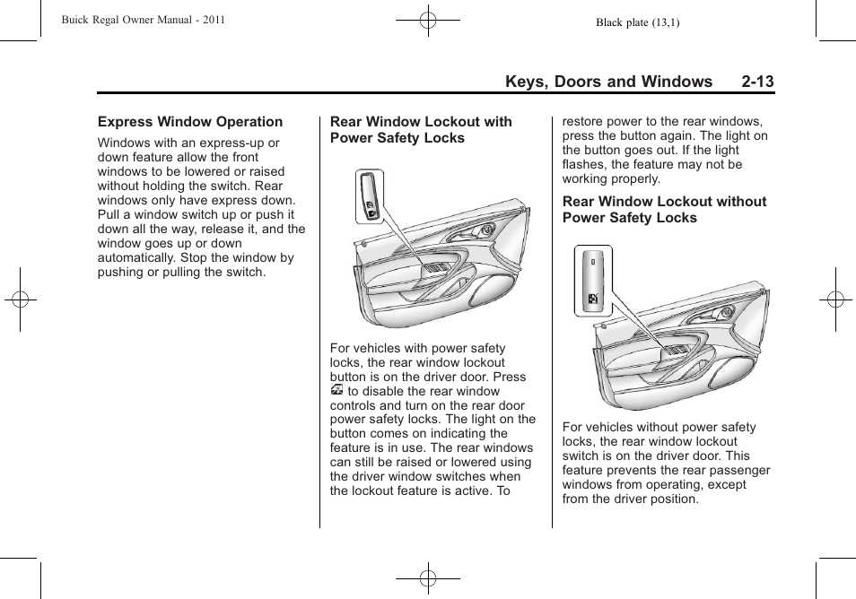 Buick REGAL 2011 User Manual | Page 39 / 368