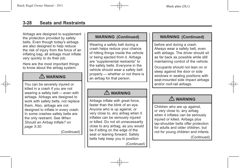 Buick REGAL 2011 User Manual | Page 70 / 368