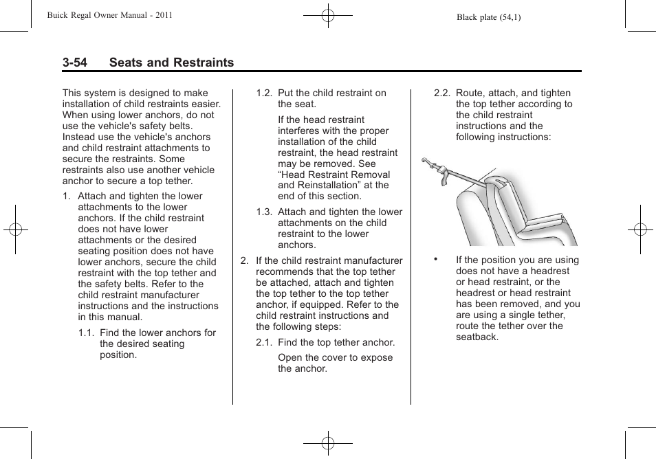 54 seats and restraints | Buick REGAL 2011 User Manual | Page 96 / 368