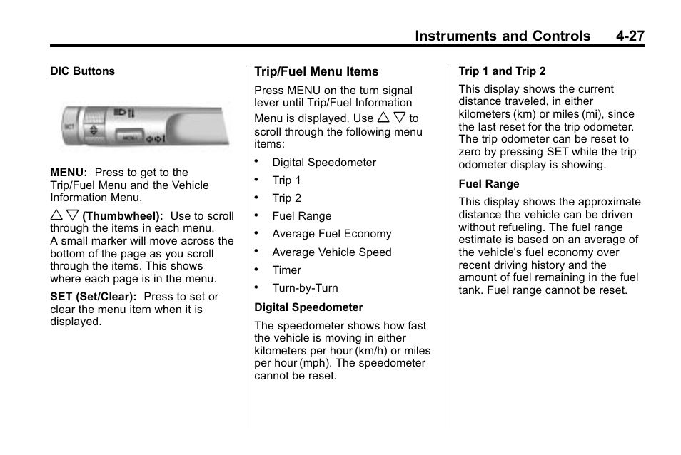 Instruments and controls 4-27 | Buick 2010 Lacrosse User Manual | Page 115 / 420