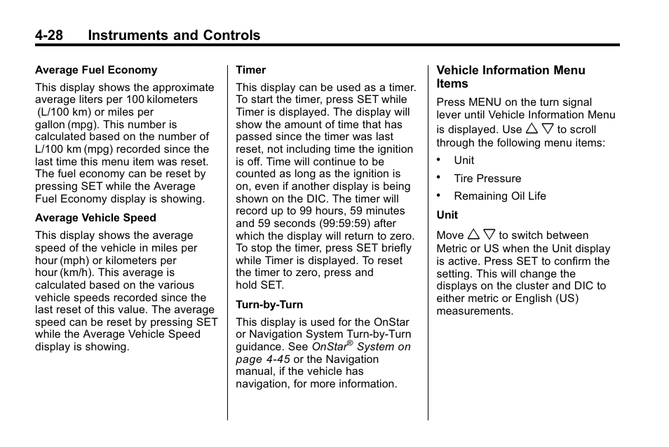 28 instruments and controls | Buick 2010 Lacrosse User Manual | Page 116 / 420