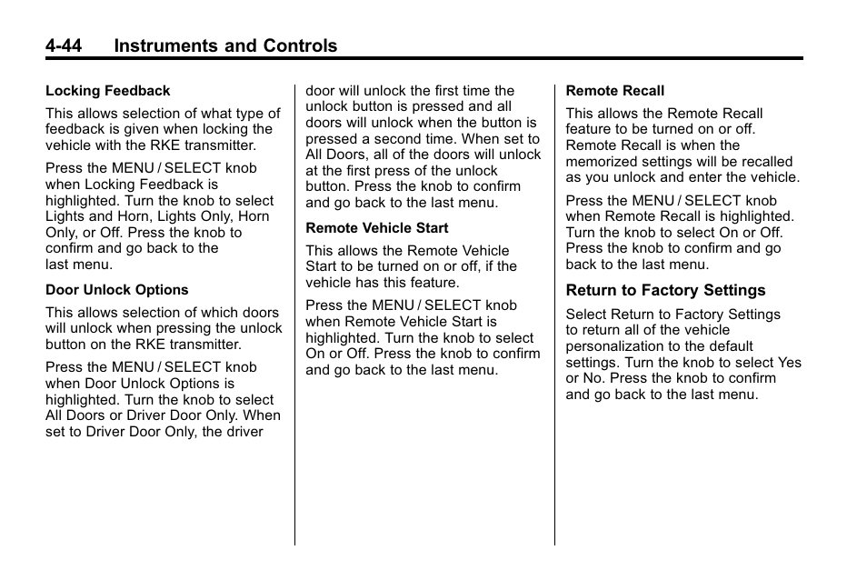 44 instruments and controls | Buick 2010 Lacrosse User Manual | Page 132 / 420