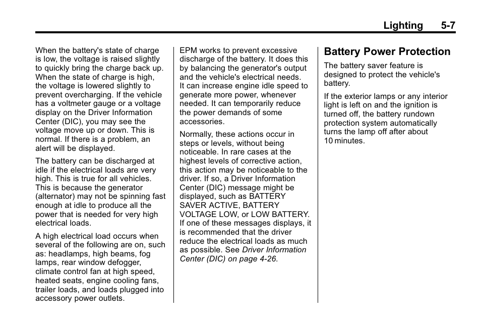 Battery power protection, Battery power protection -7 | Buick 2010 Lacrosse User Manual | Page 147 / 420