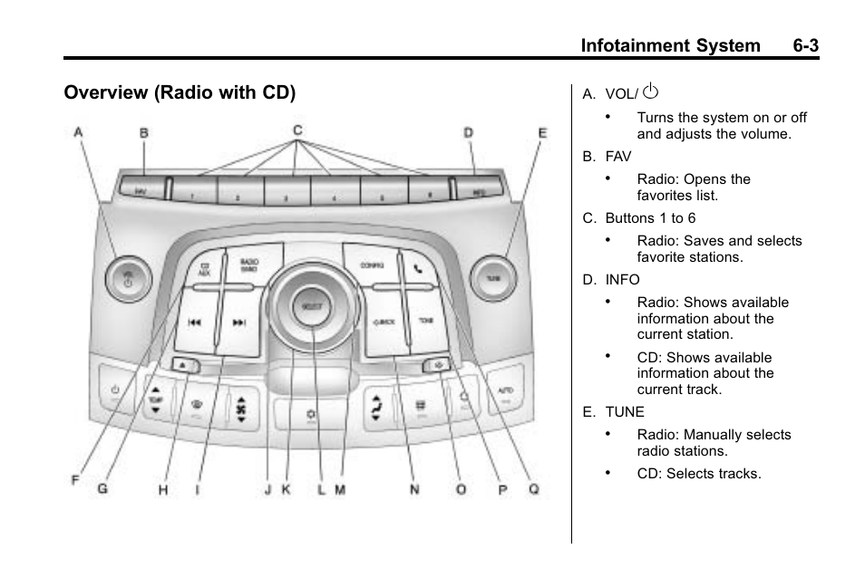 Overview (radio with cd), Overview (radio with cd) -3, Infotainment system 6-3 | Buick 2010 Lacrosse User Manual | Page 151 / 420