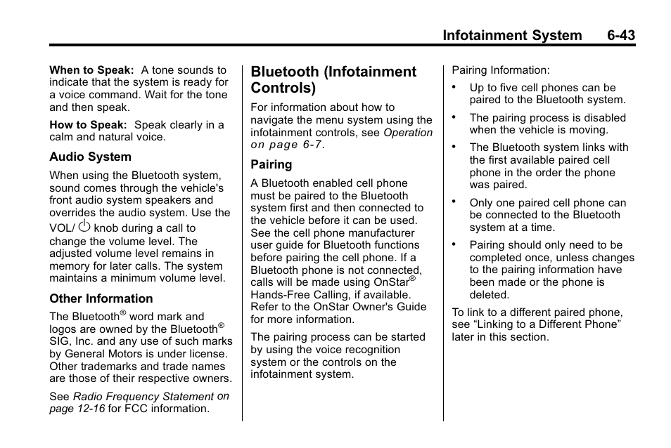 Bluetooth (infotainment controls), Bluetooth (infotainment, Infotainment system 6-43 | Buick 2010 Lacrosse User Manual | Page 191 / 420