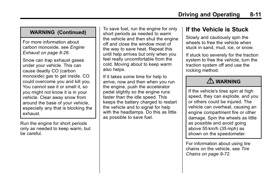 If the vehicle is stuck, If the vehicle is stuck -11, Brakes | Buick 2010 Lacrosse User Manual | Page 235 / 420