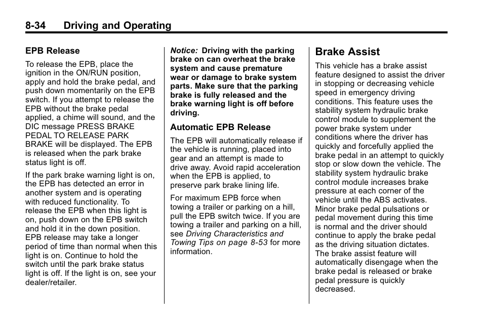 Brake assist, Brake assist -34 | Buick 2010 Lacrosse User Manual | Page 258 / 420