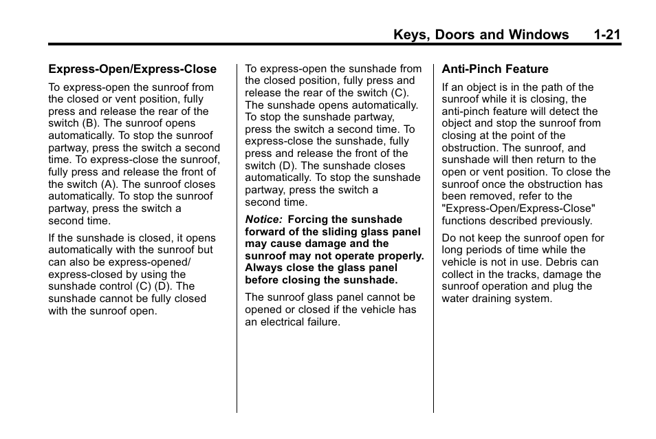 Keys, doors and windows 1-21 | Buick 2010 Lacrosse User Manual | Page 27 / 420