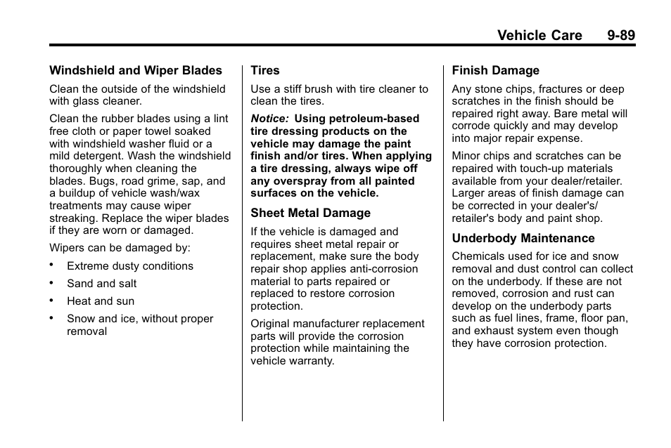 Vehicle care 9-89 | Buick 2010 Lacrosse User Manual | Page 371 / 420
