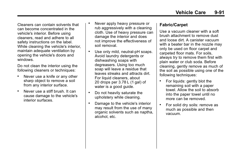 Vehicle care 9-91 | Buick 2010 Lacrosse User Manual | Page 373 / 420