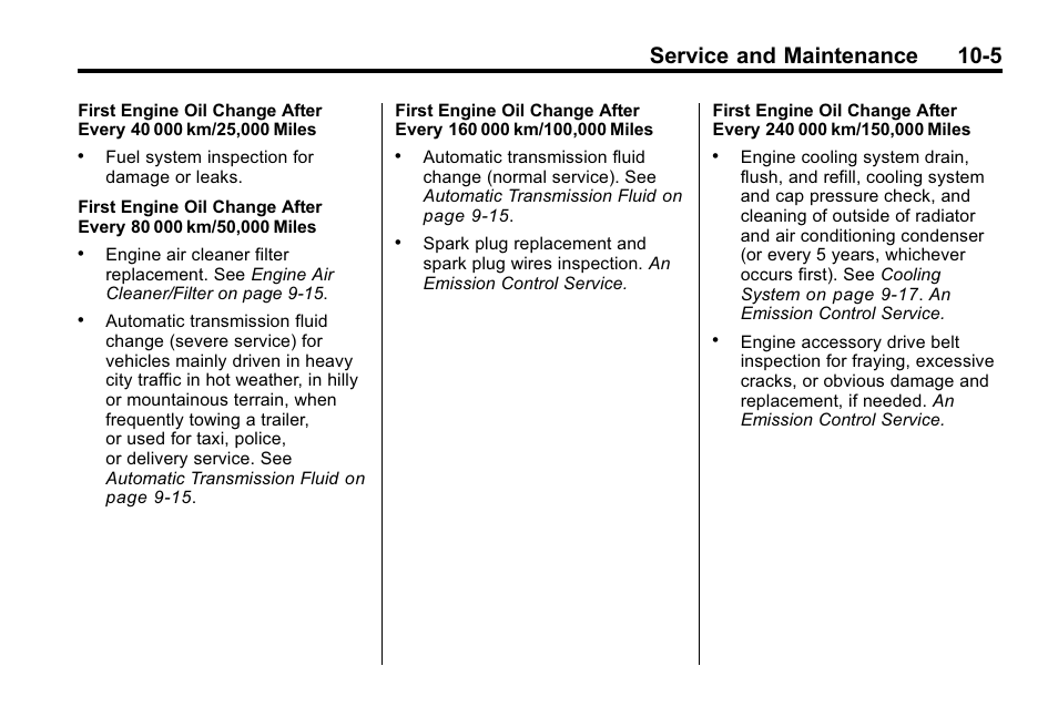 Service and maintenance 10-5 | Buick 2010 Lacrosse User Manual | Page 381 / 420
