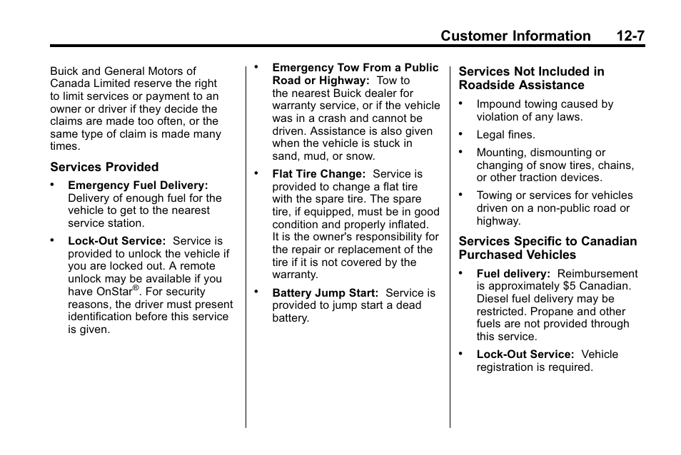 Customer information 12-7 | Buick 2010 Lacrosse User Manual | Page 399 / 420