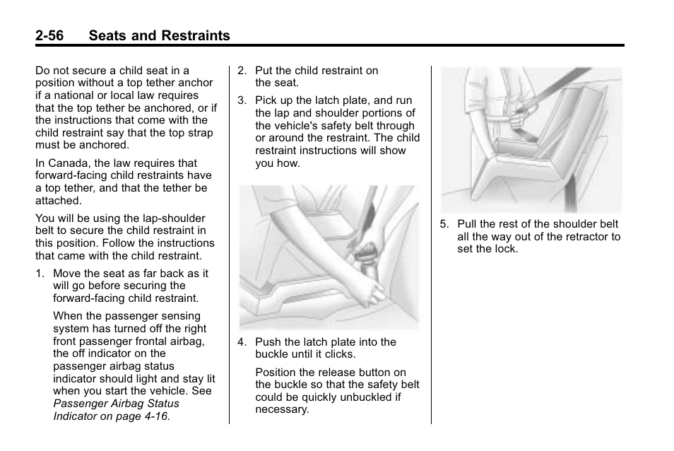 56 seats and restraints | Buick 2010 Lacrosse User Manual | Page 84 / 420