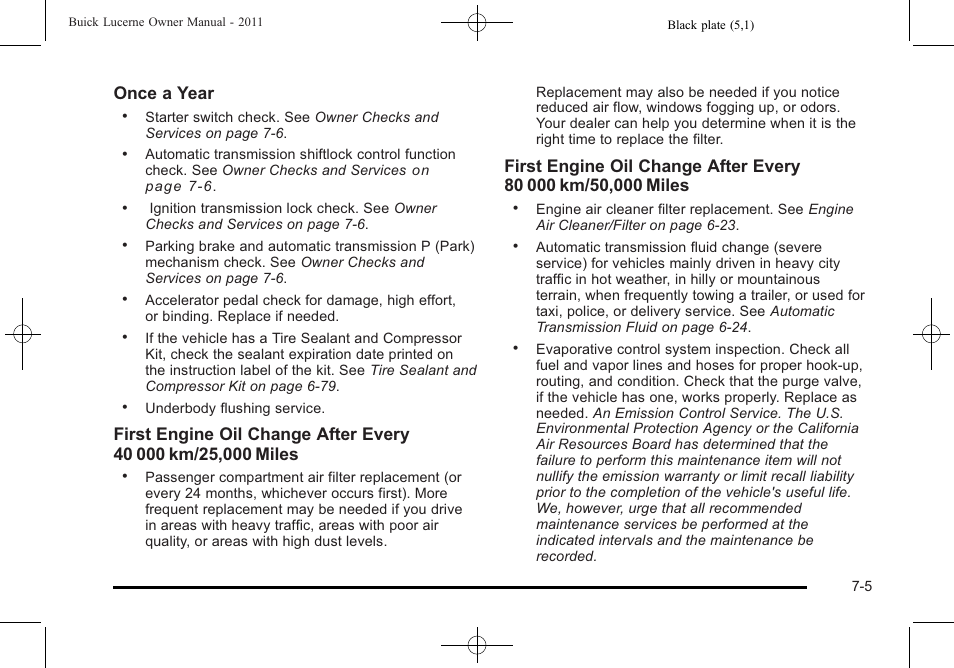 Once a year | Buick 2011 Lucerne User Manual | Page 403 / 446