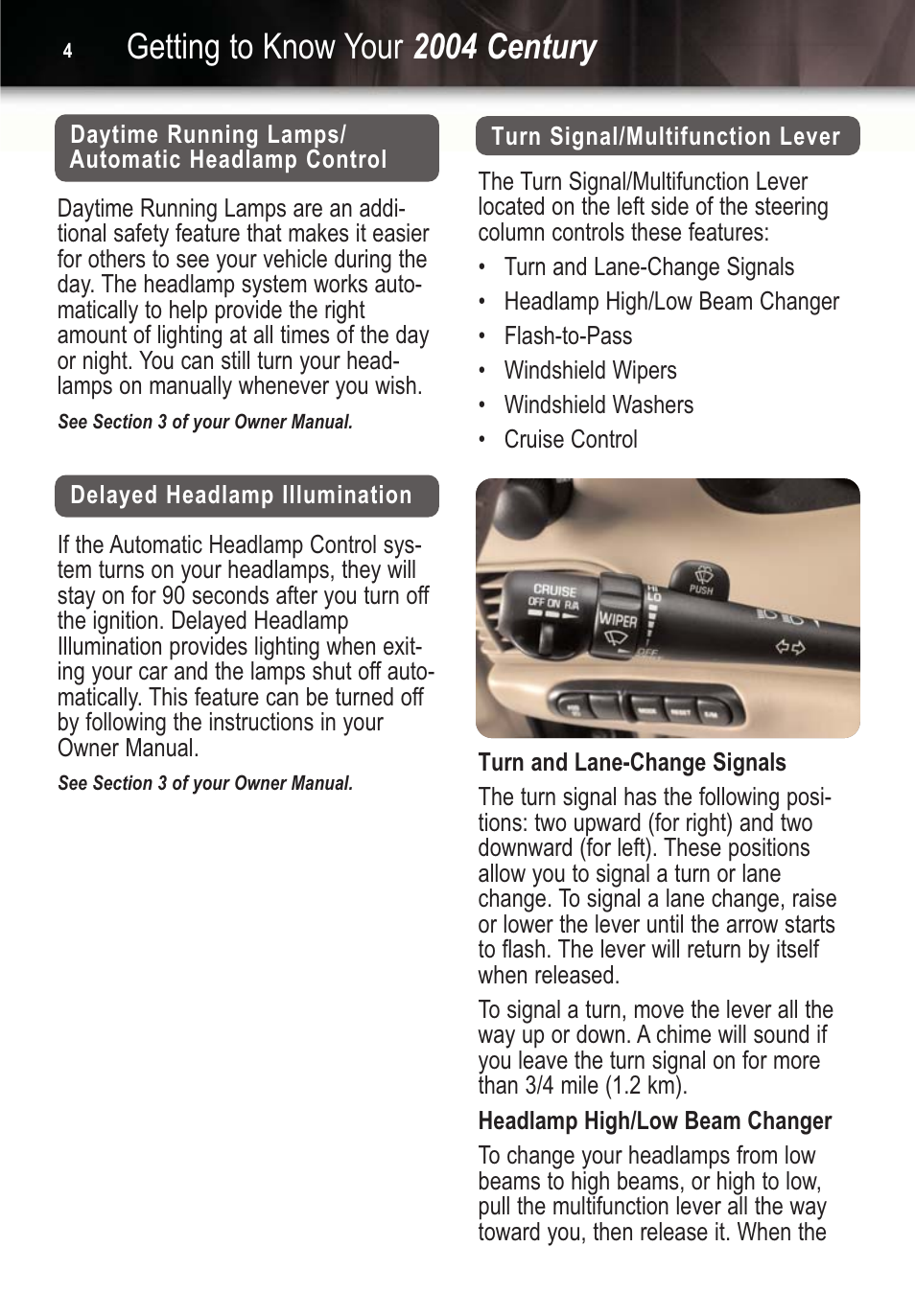 Getting to know your 2004 century | Buick Automobille 2004 Century User Manual | Page 4 / 12