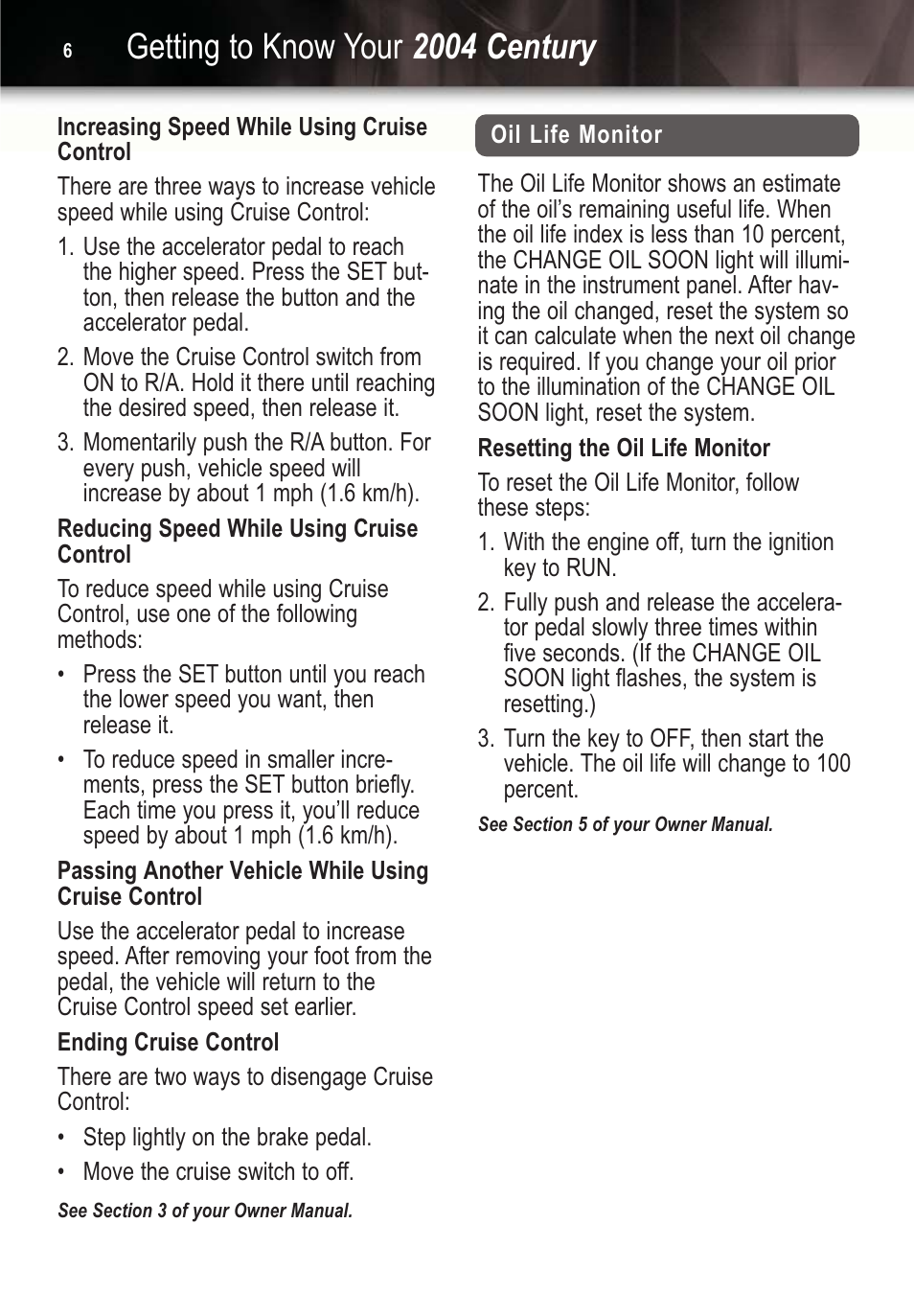 Getting to know your 2004 century | Buick Automobille 2004 Century User Manual | Page 6 / 12
