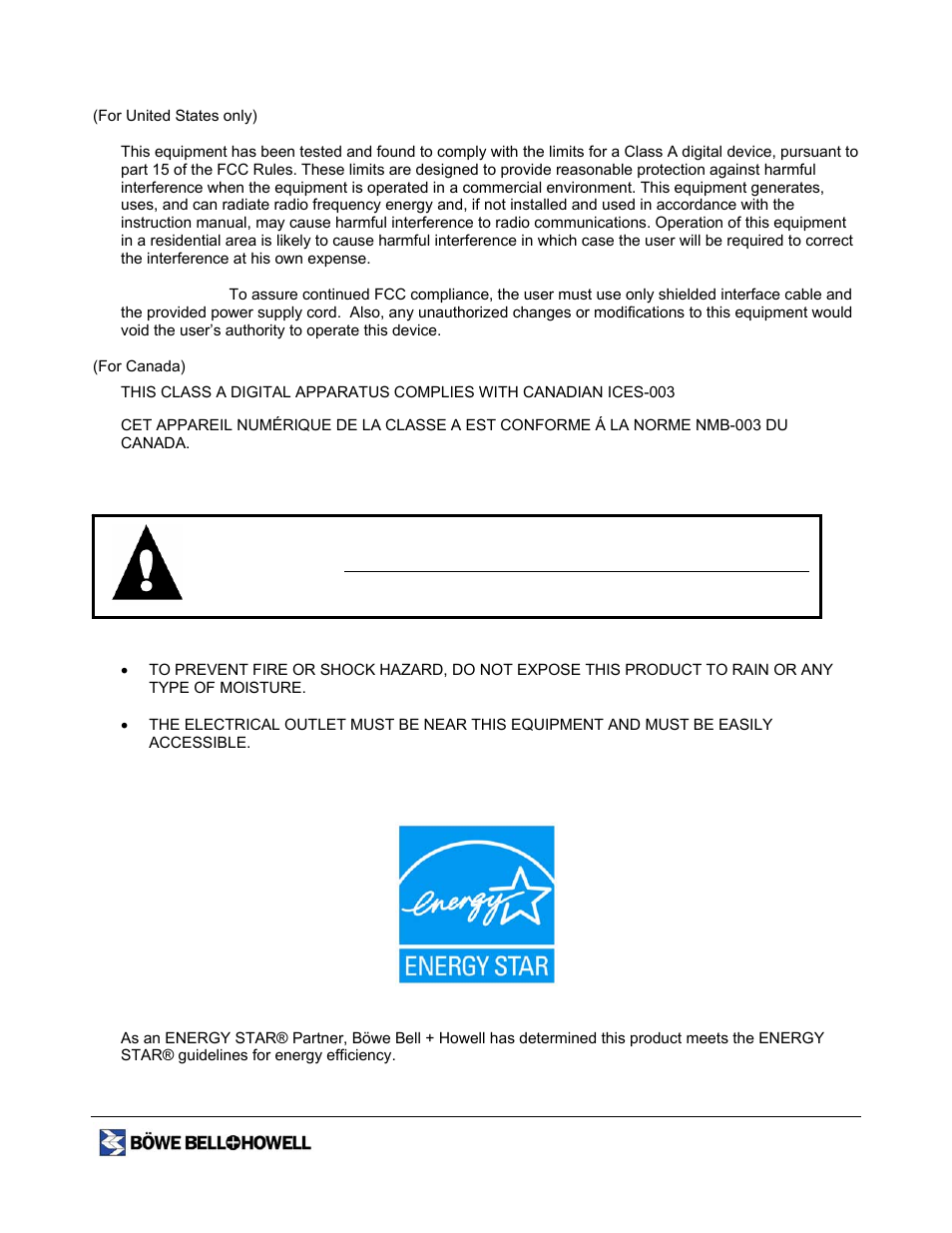 Federal communications commission requirements, Warning, 1400u only | Bowe, Bell + Howell 1400 User Manual | Page 5 / 108