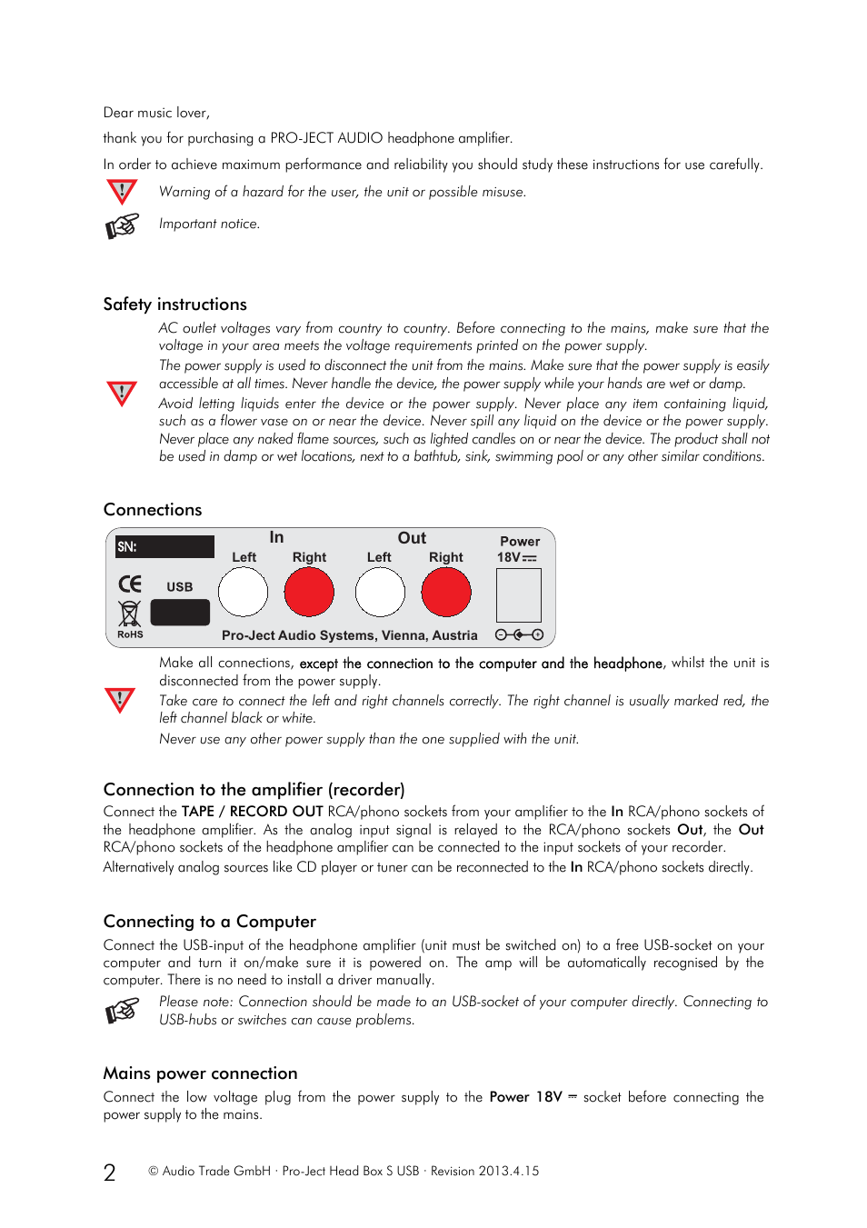 Pro-Ject Audio Systems Head Box S USB User Manual | Page 2 / 4