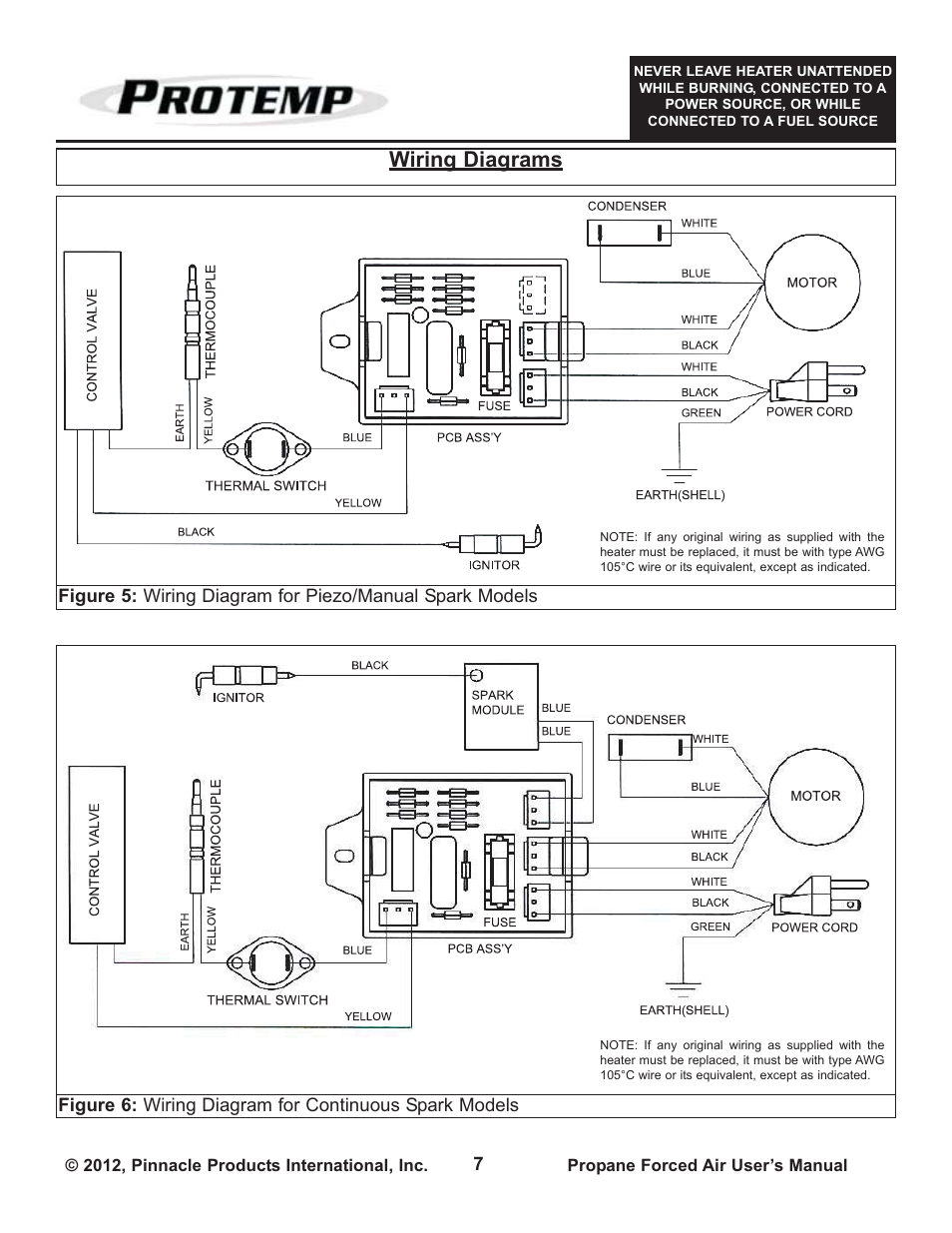 Wiring diagrams | ProTemp PT-150V-GFA User Manual | Page 7 / 12
