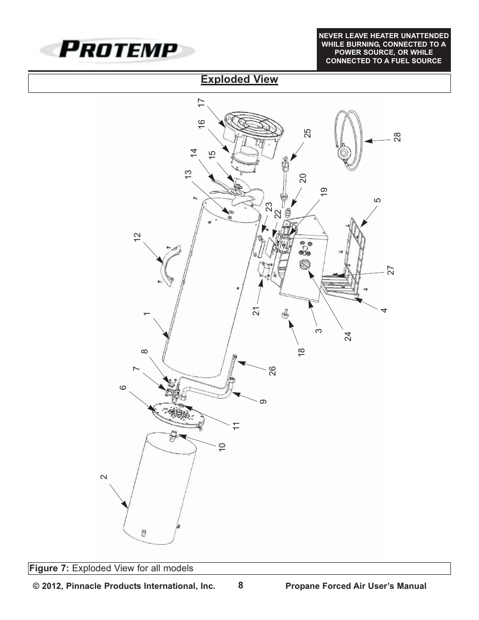 Exploded view | ProTemp PT-150V-GFA User Manual | Page 8 / 12