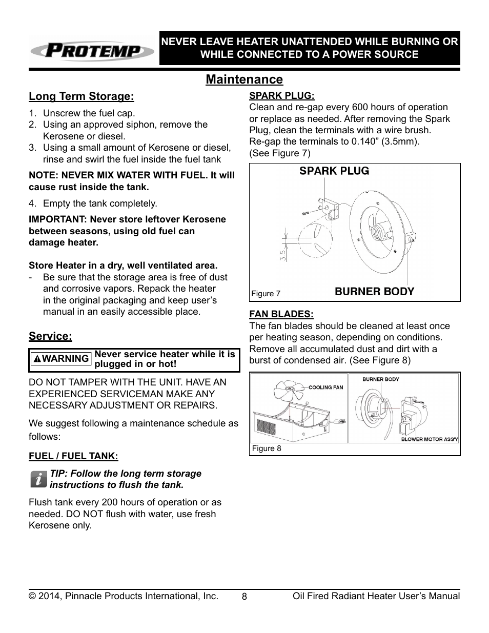 Maintenance | ProTemp PT-70-SS User Manual | Page 9 / 16