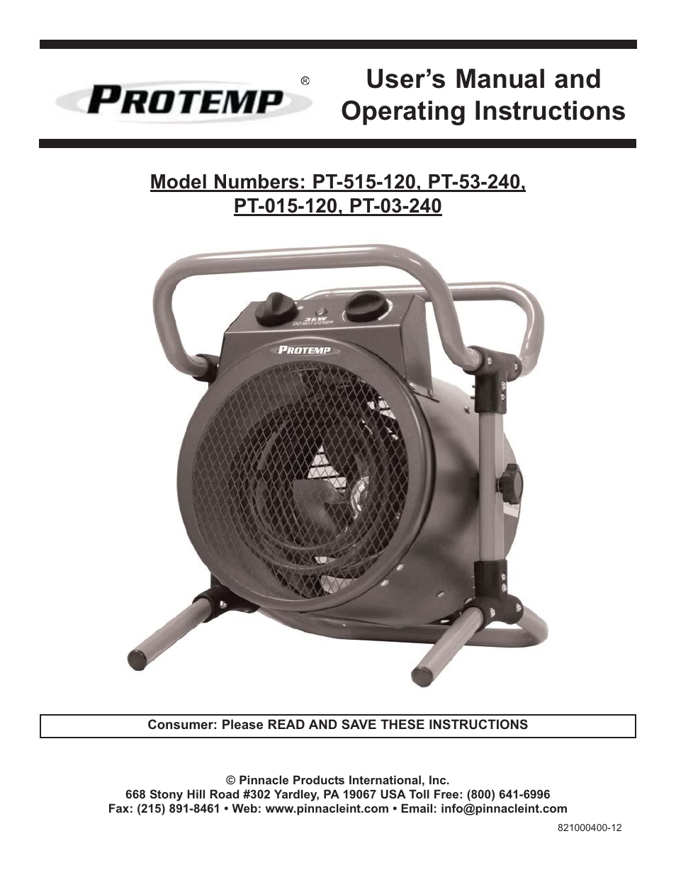 ProTemp PT-03-240 User Manual | 24 pages