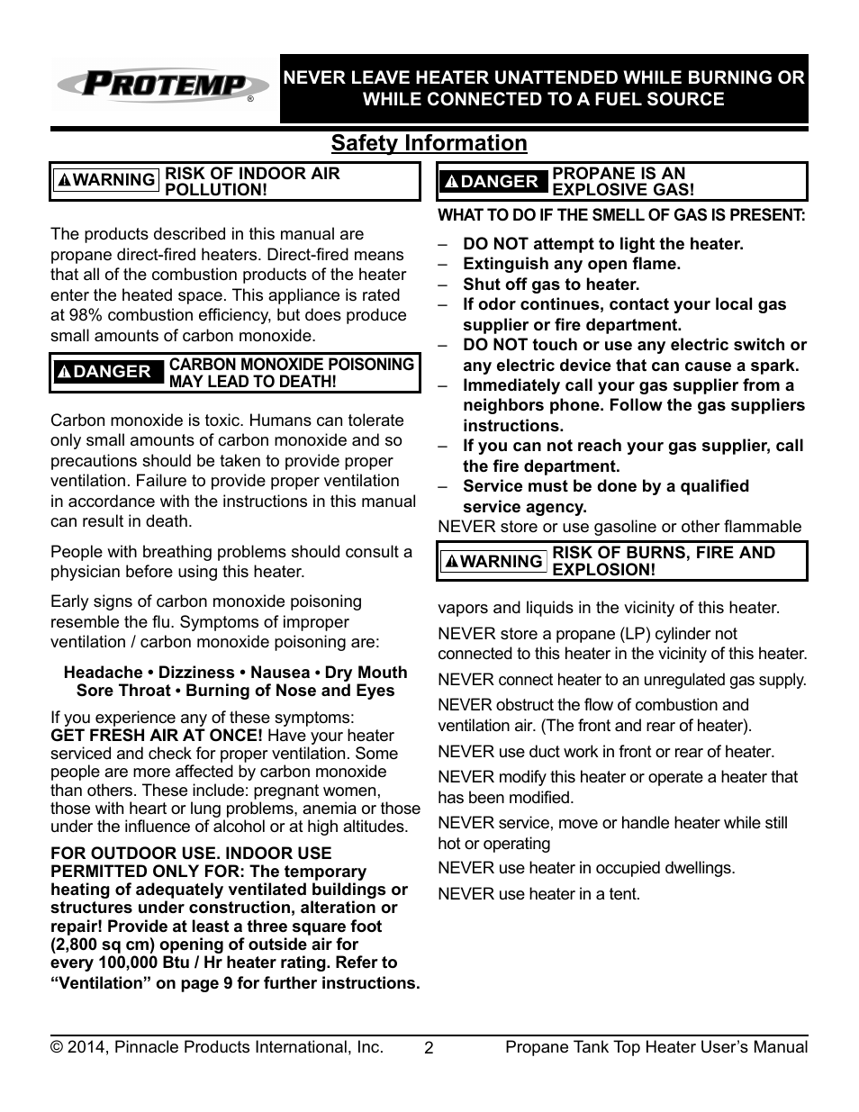 Safety information | ProTemp PT-32-TTC User Manual | Page 3 / 16