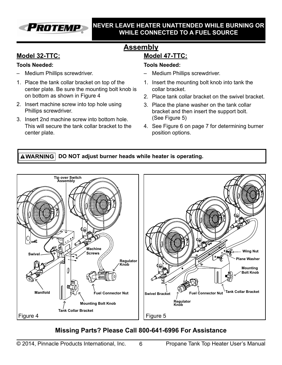 Assembly, Model 32-ttc, Model 47-ttc | ProTemp PT-32-TTC User Manual | Page 7 / 16