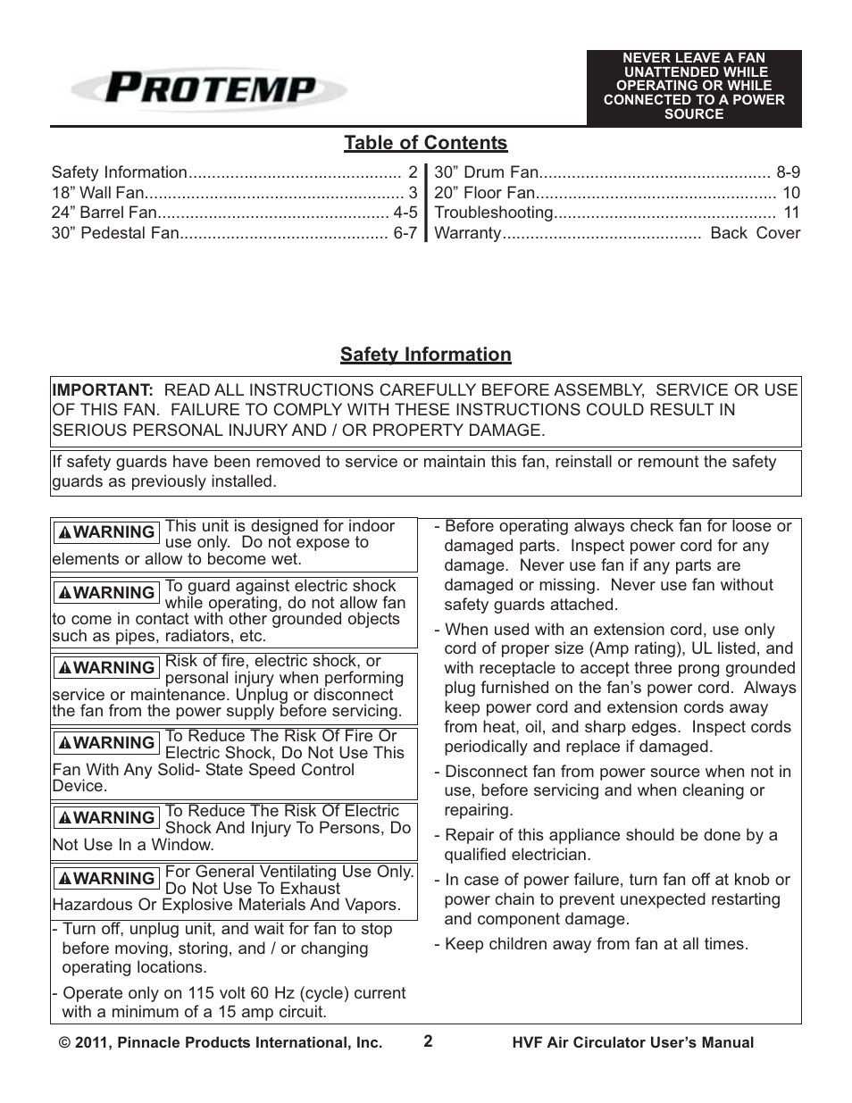 ProTemp PT-30P-DDF-A User Manual | Page 2 / 12