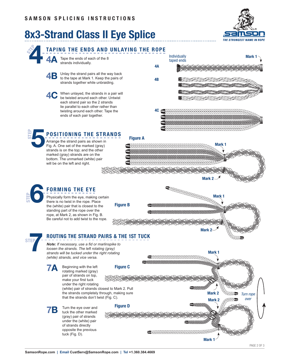 8x3-strand class ii eye splice, 4a 4 b 4 c, 7a 7 b | Samson 8x3-STRAND Class II Eye Splice User Manual | Page 2 / 3