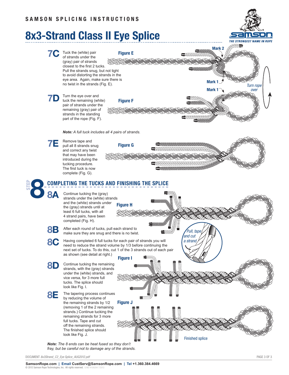 8x3-strand class ii eye splice, 7c 7 d 7 e, 8b 8 c 8 d 8 e | Samson 8x3-STRAND Class II Eye Splice User Manual | Page 3 / 3